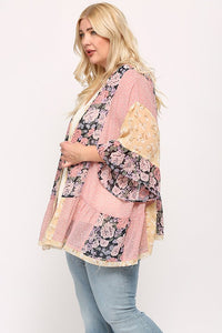 Dot and Floral Curvy Kimono