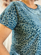 Load image into Gallery viewer, Velvet Leopard Burnout Top - DUSTY BLUE