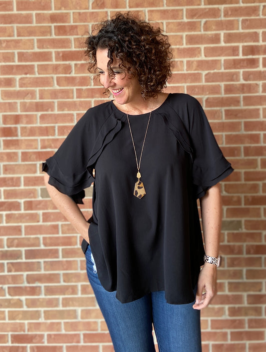 Ruffle Crepe Top