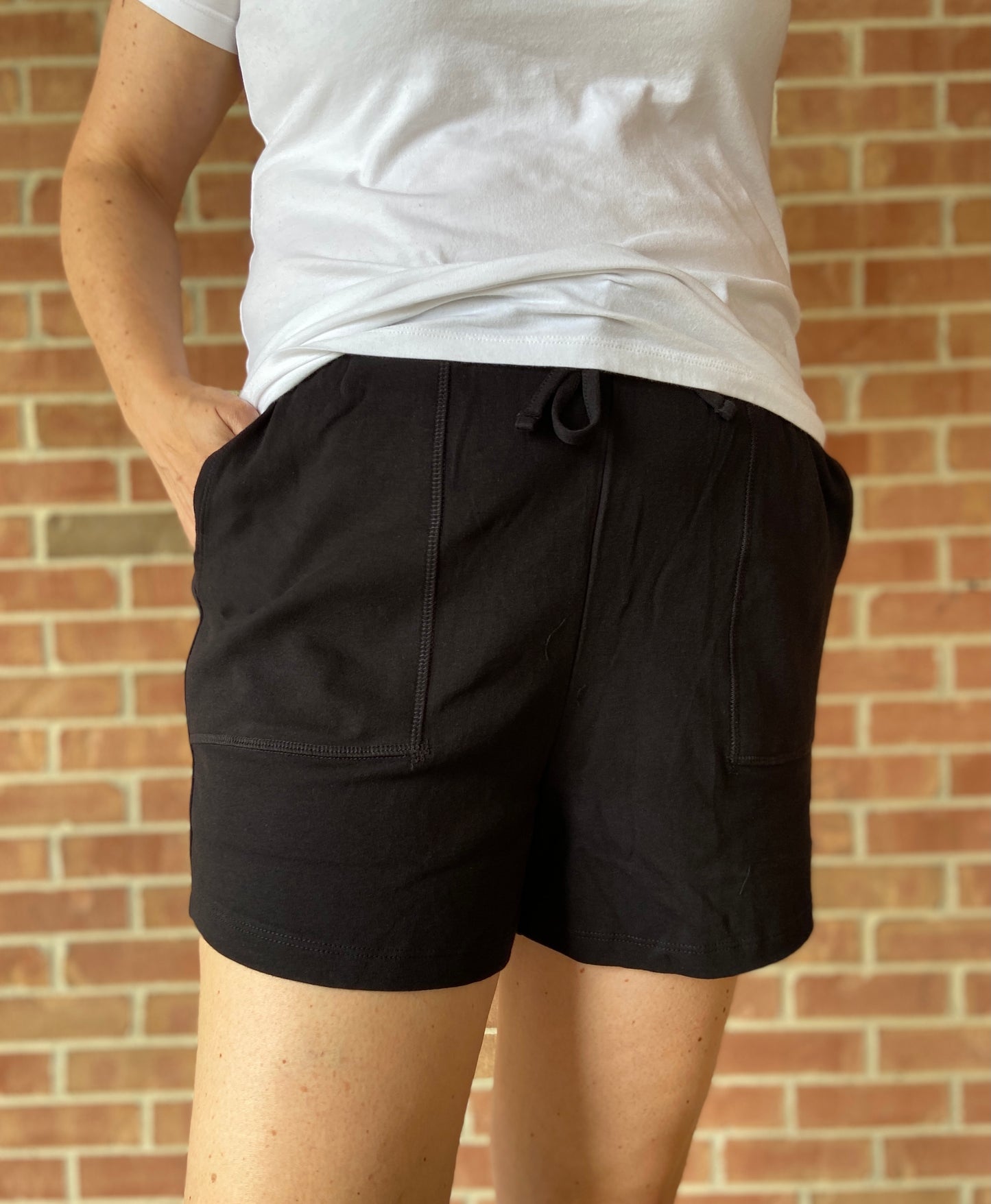 Cotton Drawstring Shorts - BLACK