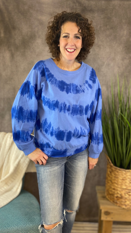 Easy Cotton Tie Dye Top - BLUE