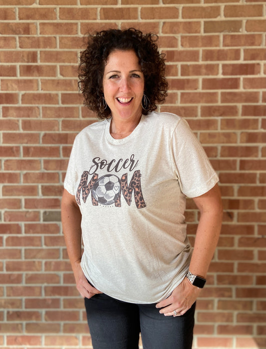 LEOPARD SOCCER MOM Graphic Tee