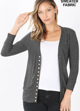 Load image into Gallery viewer, Snap Front 3/4 Sleeve Cardigan