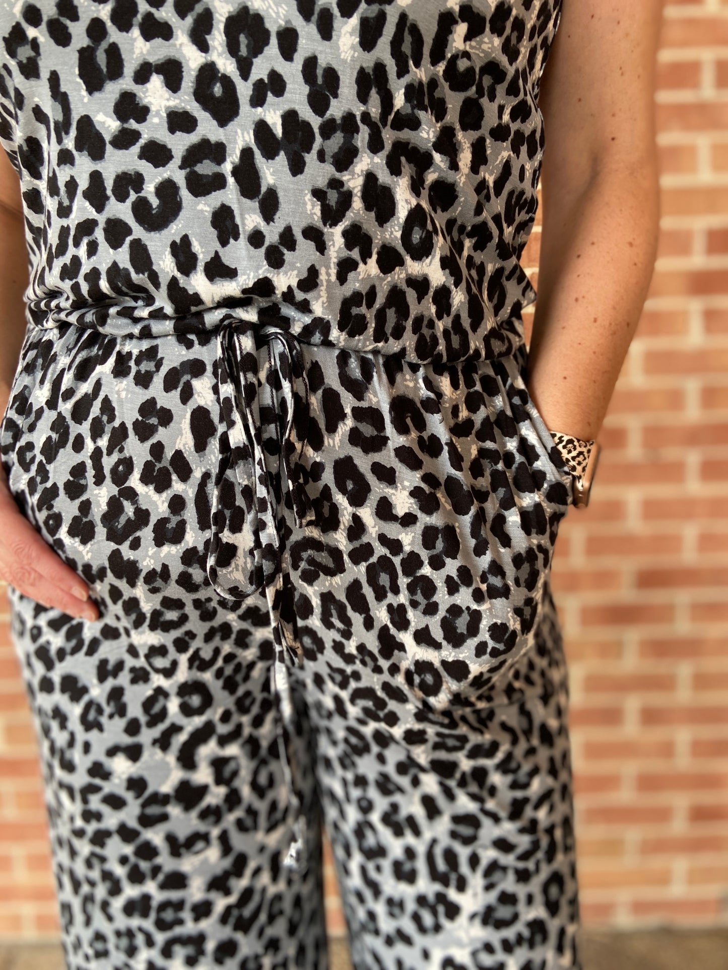 Sleeveless Leopard Jumpsuit