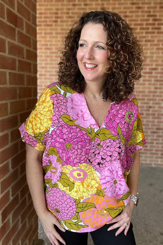 Big Bright Floral Print Top