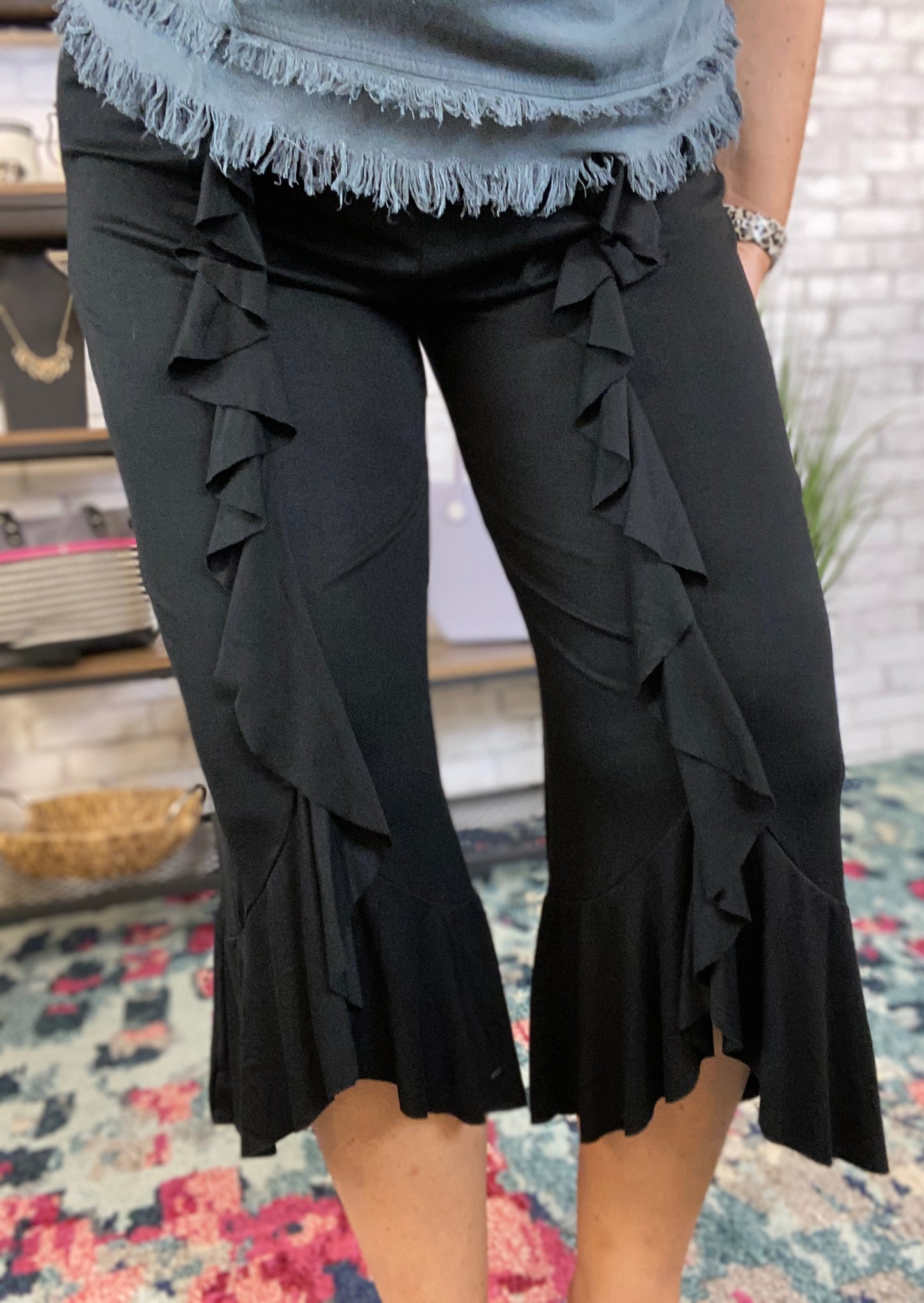 Ruffle Front Pants