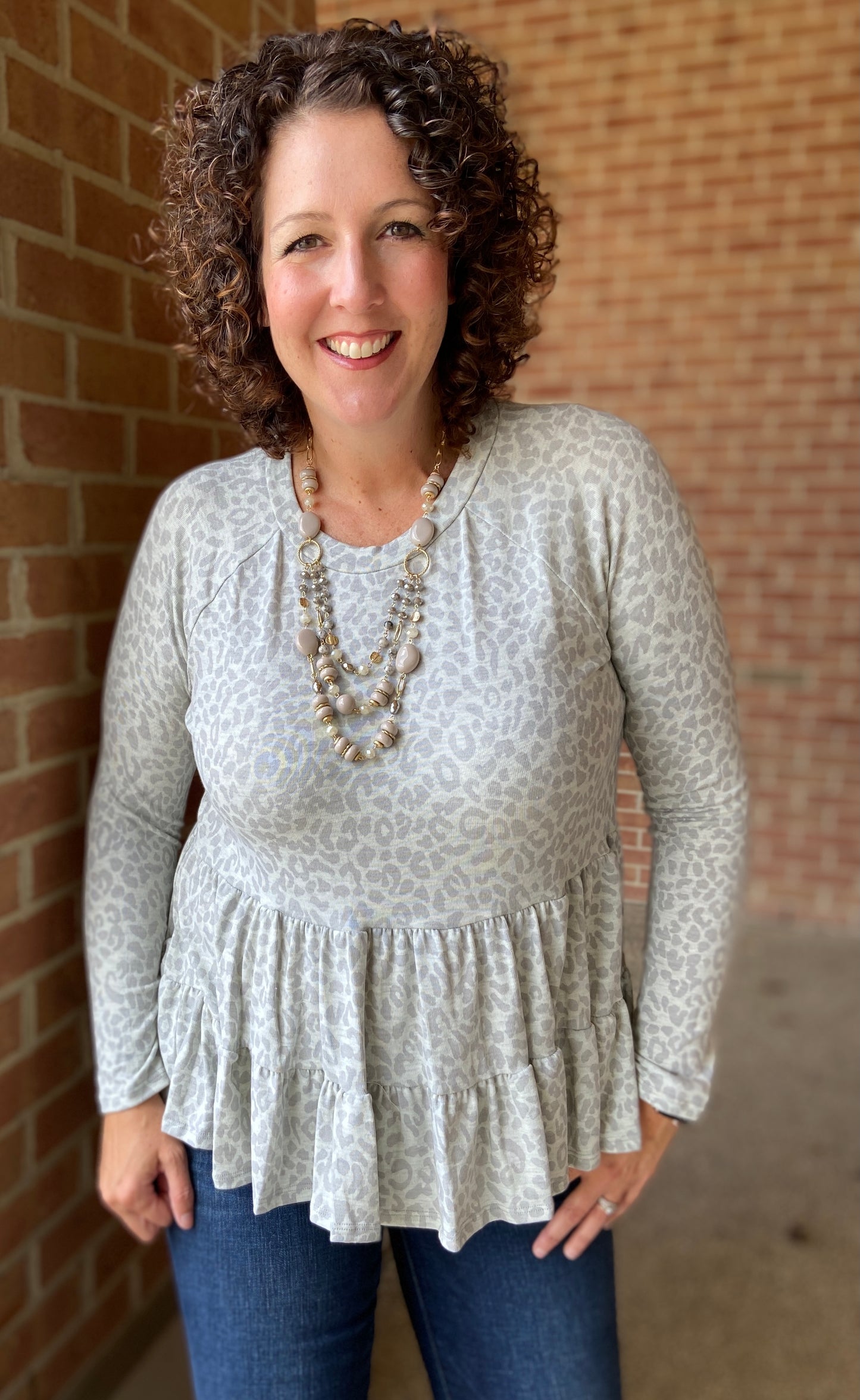 Soft Leopard Tiered Tunic Top