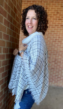 Load image into Gallery viewer, Fine Plaid Cowl Neck Poncho - WHITE
