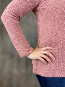 Fuzzy V Neck Solid Sweater
