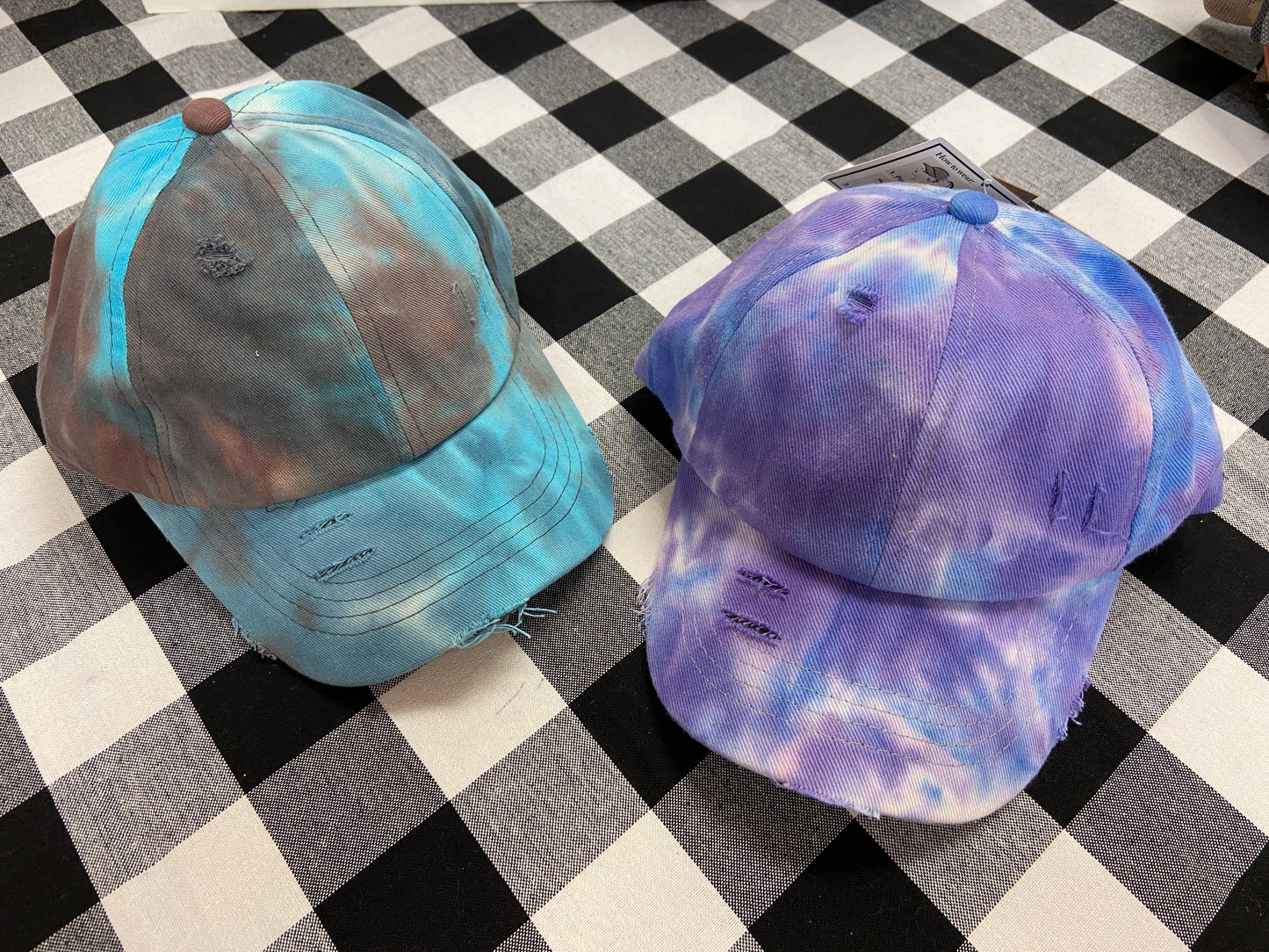 CC Distressed Tie Dye Ponytail Baseball Cap