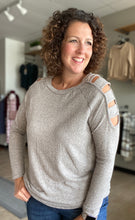 Load image into Gallery viewer, Cozy Brushed Cut Out Shoulder Top - OATMEAL