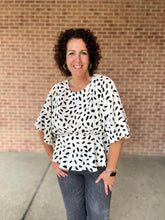 Load image into Gallery viewer, Dalmation Print Top with Peplum Hem