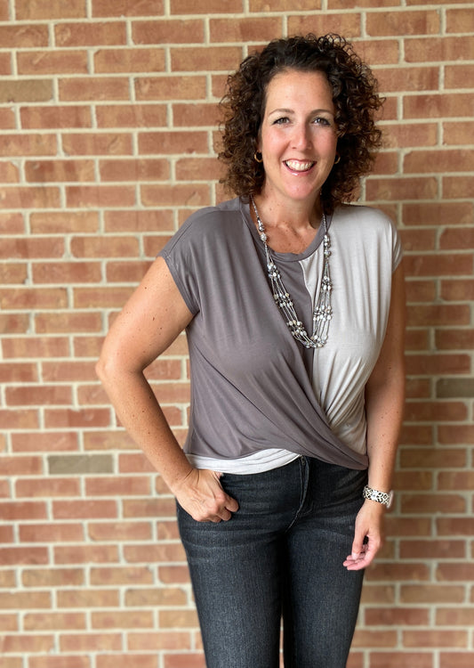 Half and Half Color Block Top