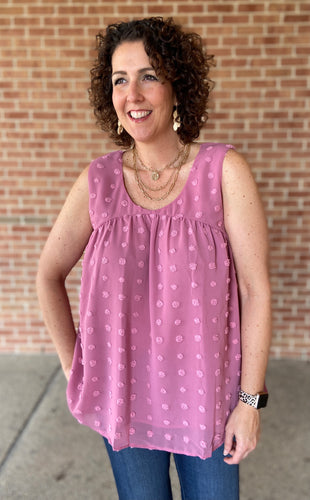 Flowy Dot V Neck Top - PINK