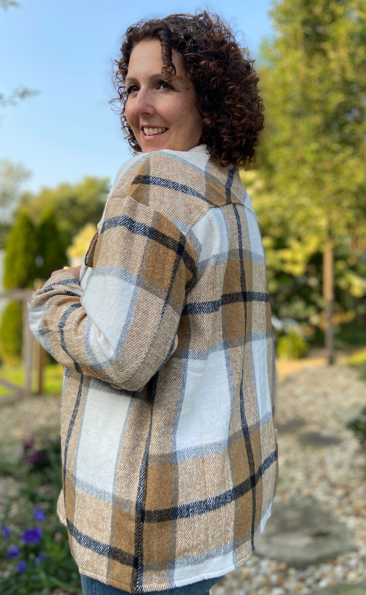 Cozy Plaid Shacket - CAMEL