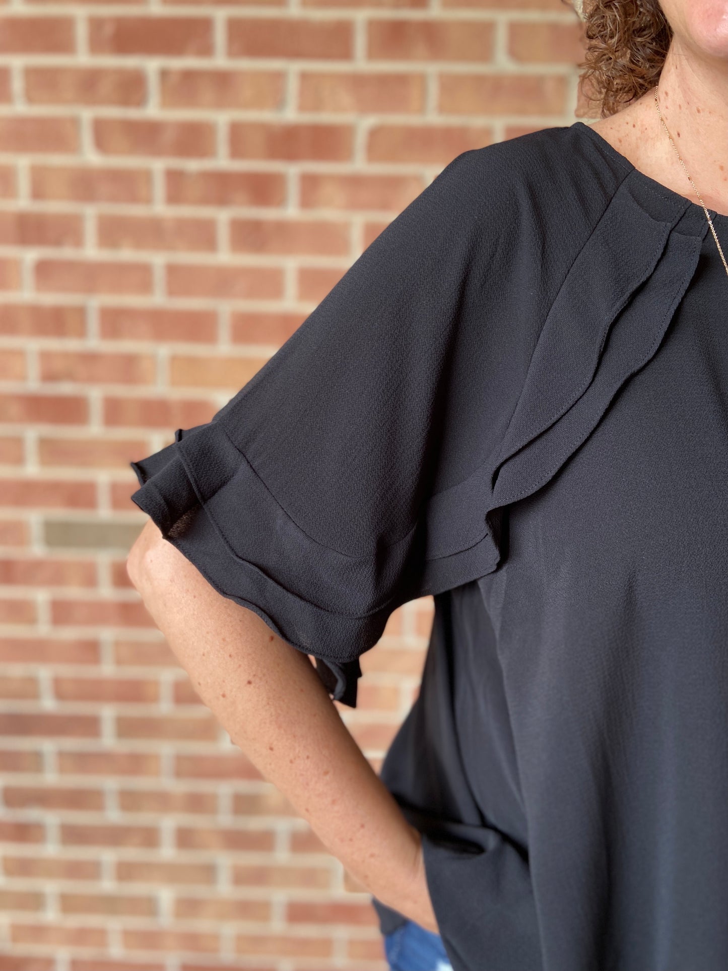 Ruffle Crepe Top