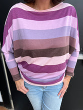 Load image into Gallery viewer, Plum Striped Dolman Top