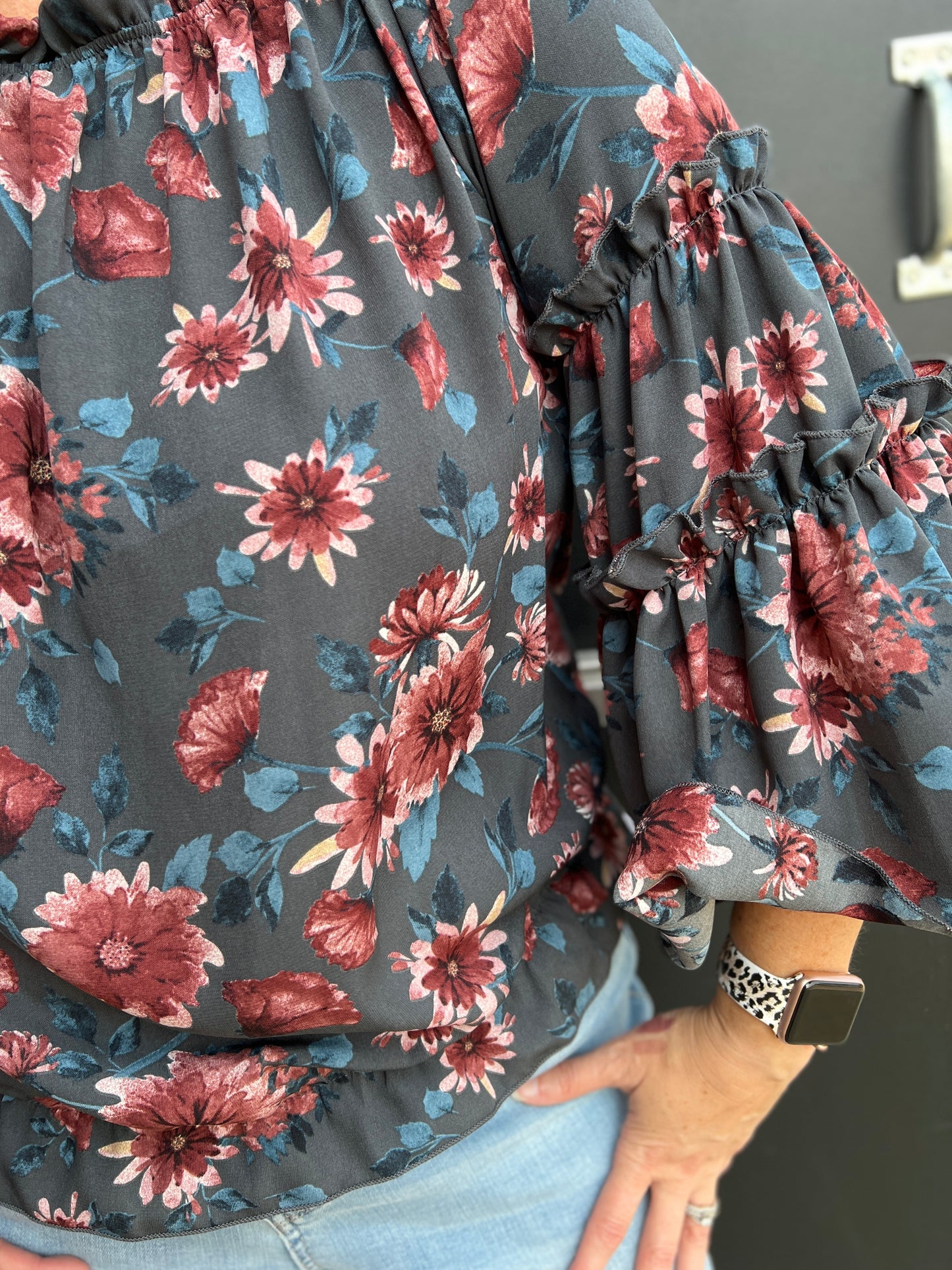 Fall Floral Off the Shoulder Top