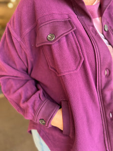 Fleece Shacket with Elbow Patch
