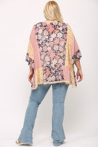 Dot and Floral Curvy Kimono