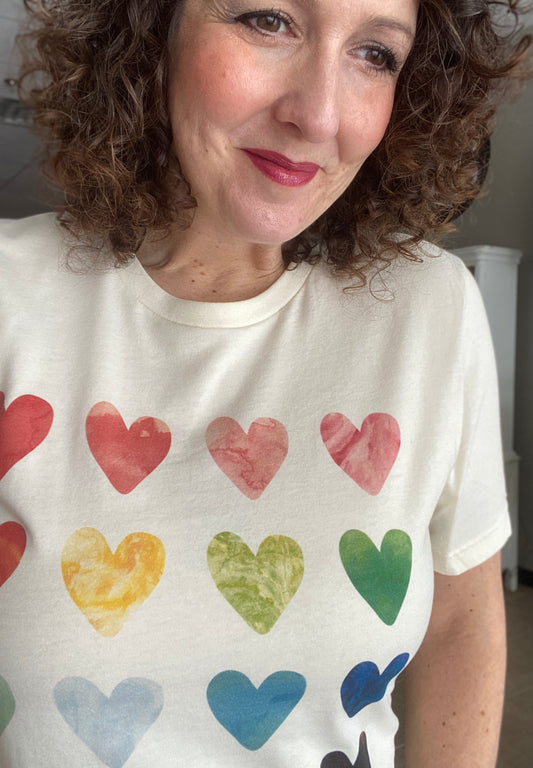 WATERCOLOR RAINBOW HEART Graphic Tee