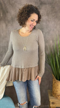 Load image into Gallery viewer, Waffle Knit Top with Ruffle Hem