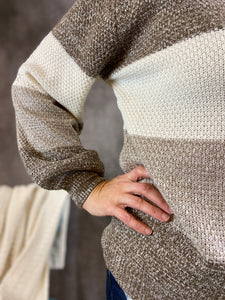 Melange Color Block Sweater - Mocha