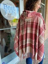 Load image into Gallery viewer, Fringed Plaid Hooded Cape - RUST
