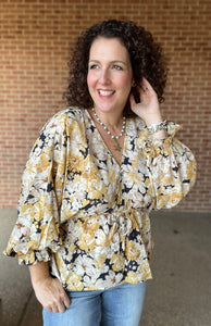 Cinched Floral Blouse
