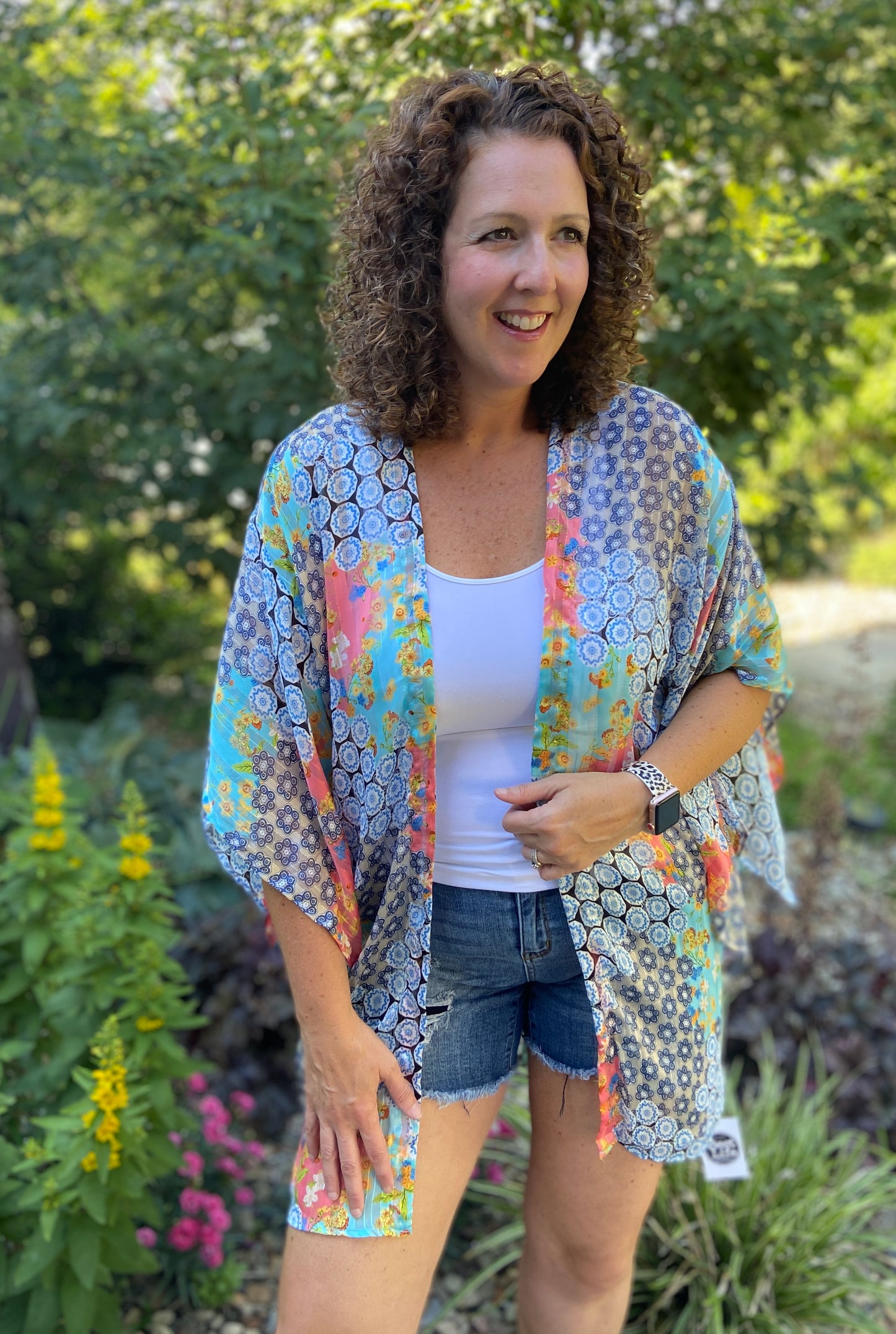 Shimmer Mixed Print Kimono