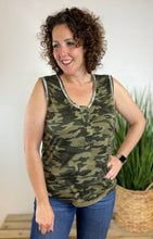 Load image into Gallery viewer, Camo Tank with Cut Edge Details