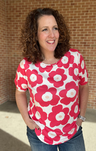 Bold Floral Puff Sleeve Top