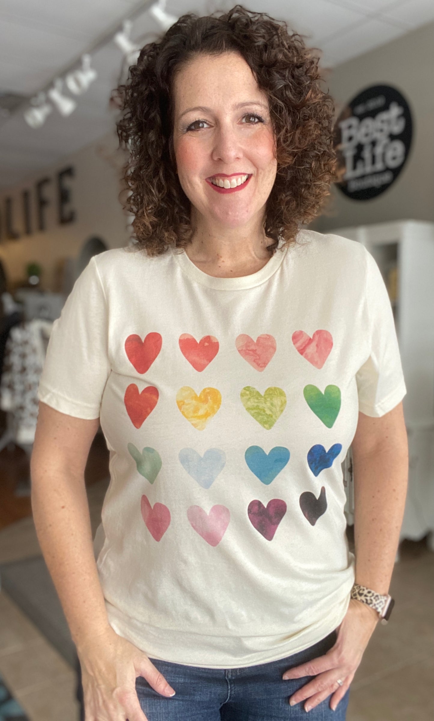 WATERCOLOR RAINBOW HEART Graphic Tee