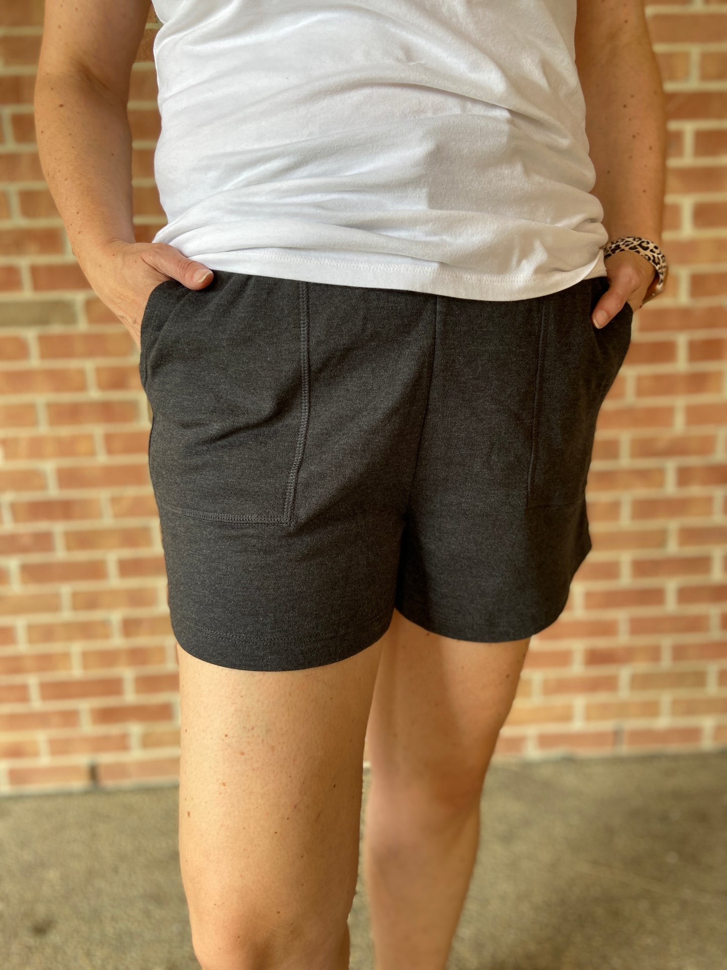 Cotton Drawstring Shorts - CHARCOAL