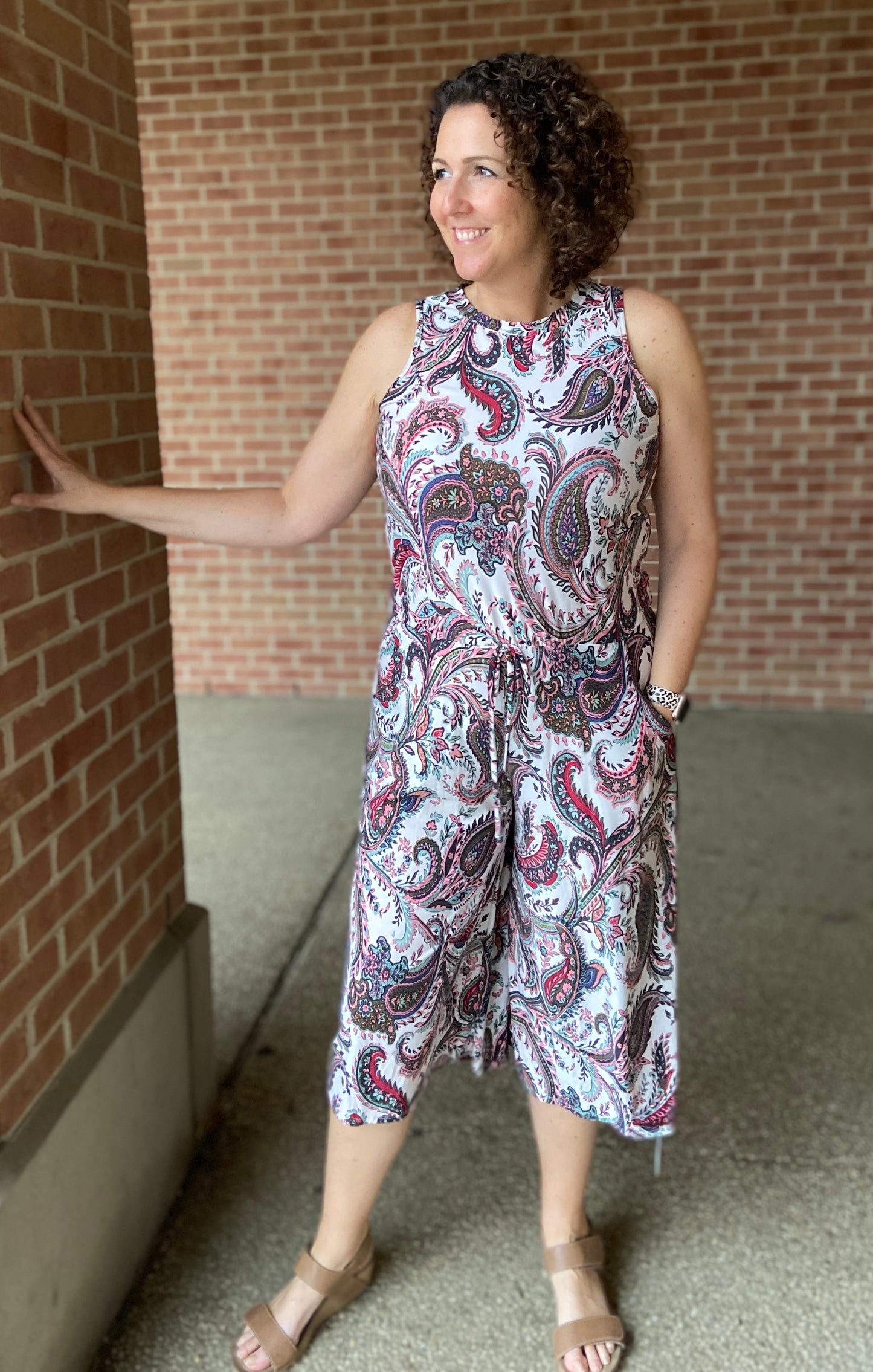 Paisley Cropped Jumpsuit