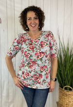Load image into Gallery viewer, Floral French Terry Top with Puff Sleeve