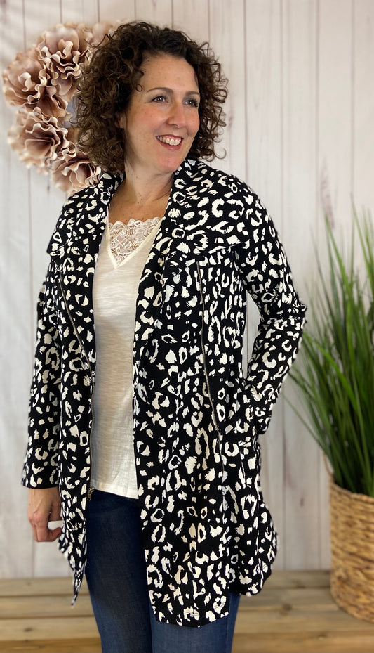 Leopard Side Zip Midi Jacket