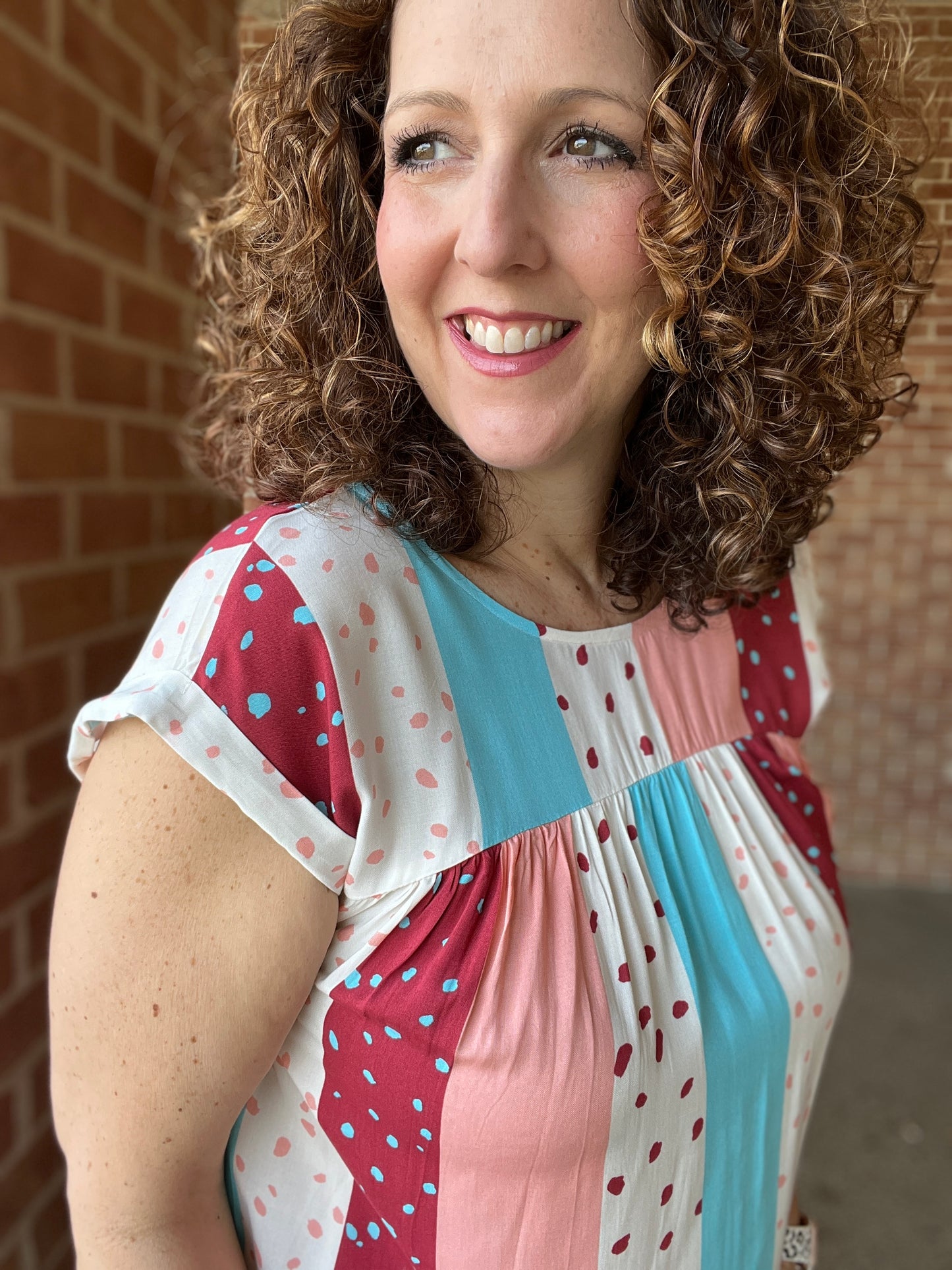 Stripe and Dot Print Top