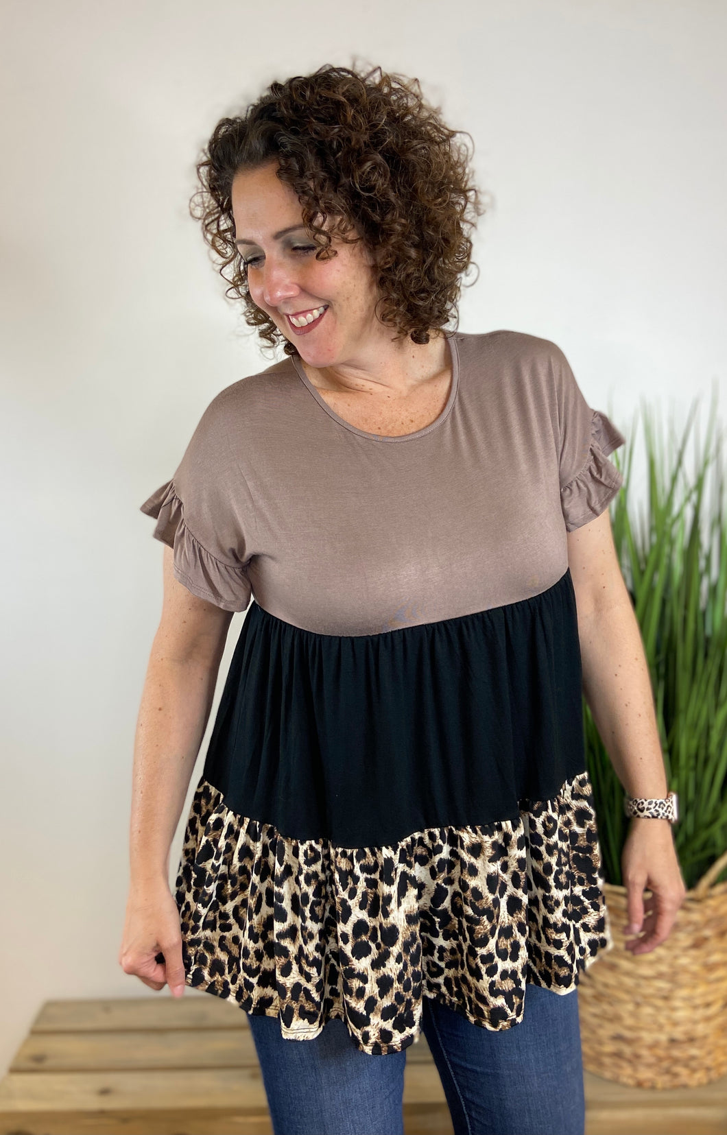 Tiered Top with Animal Print