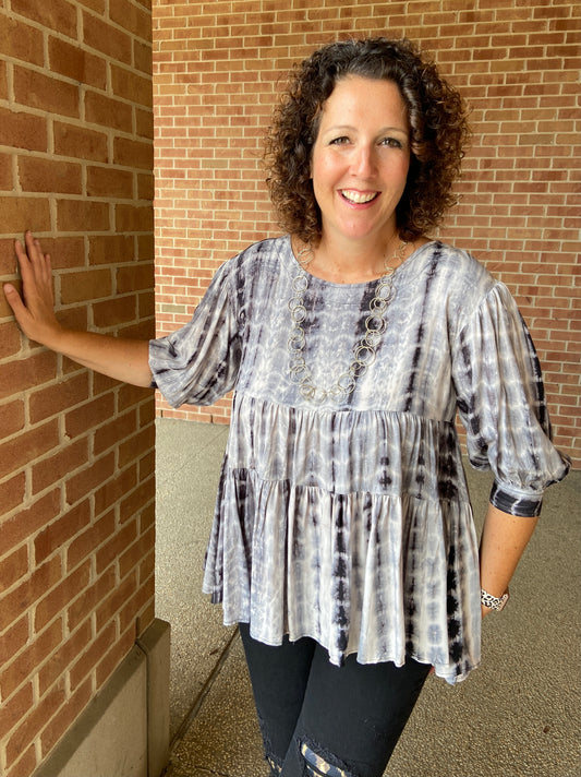 Tiered Smoky Tie Dye Top