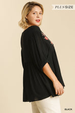 Load image into Gallery viewer, Embroidered Curvy V Neck Flowy Top